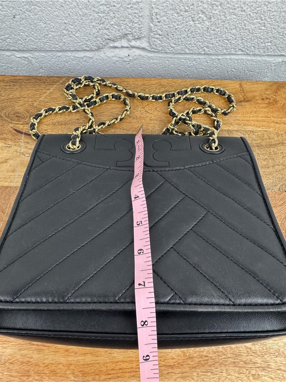 Tory Burch Fleming Small Convertible Shoulder Bag –Black Chevron Quilted Leather - Picture 13 of 14
